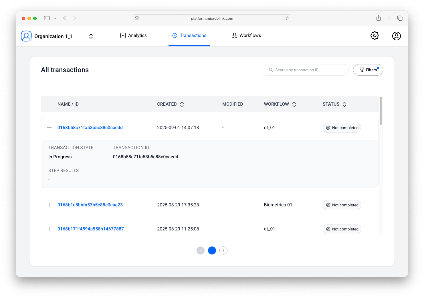 Transaction created but not completed